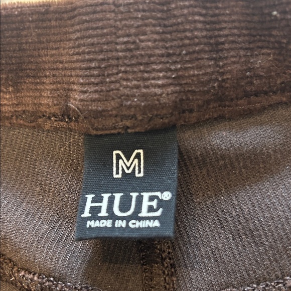 Hue Women's Dark Brown Velvet Corduroy Elastic Waistband Leggings Pants Medium - Picture 2 of 9